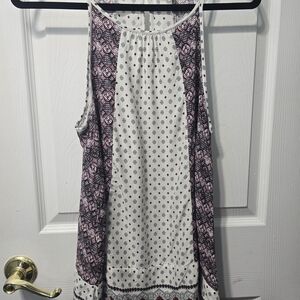 Hem & Thread Cream Asymmetrical Sleeveless Tank Top